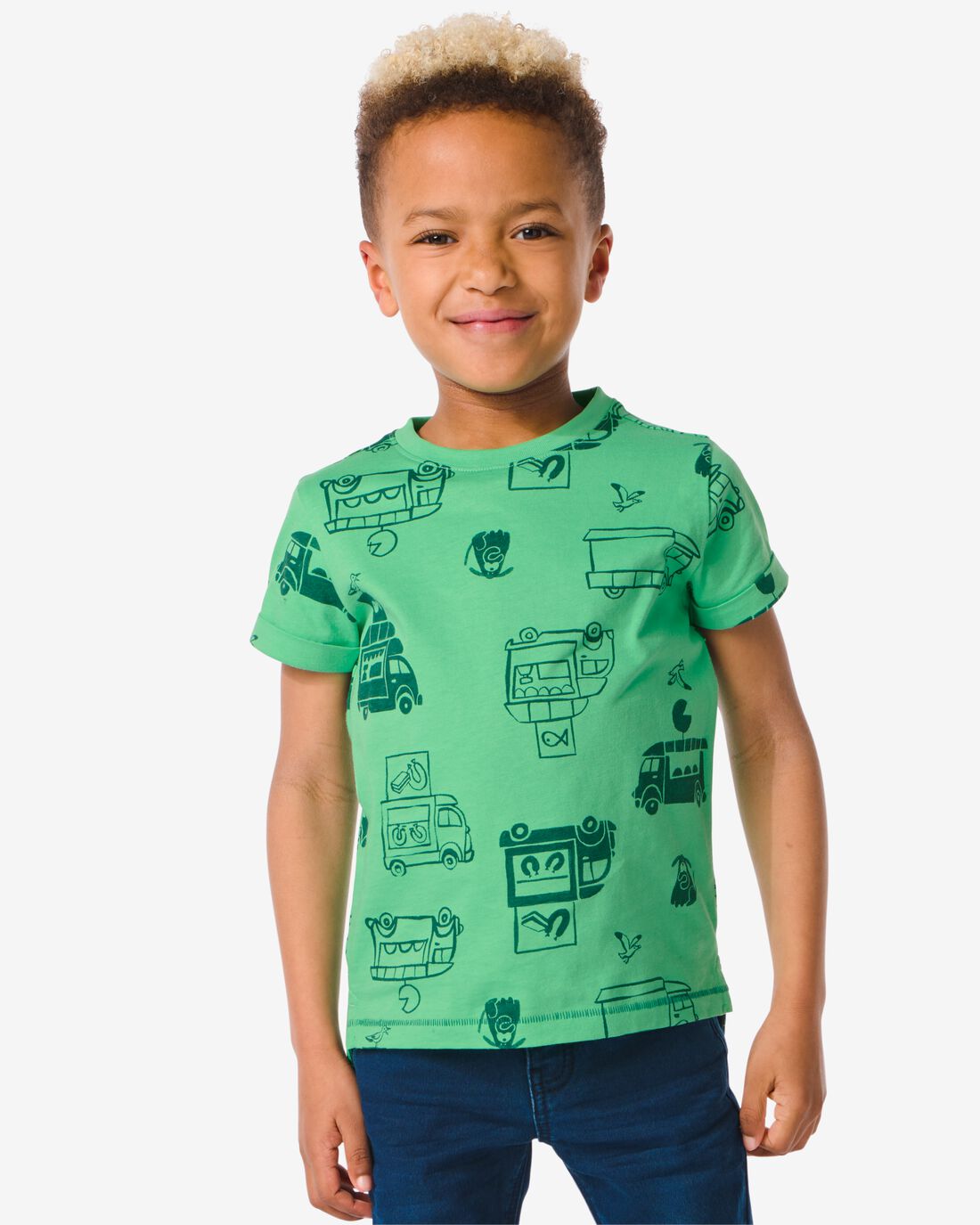 HEMA Kinder T-shirt Auto&apos;s Groen (groen)