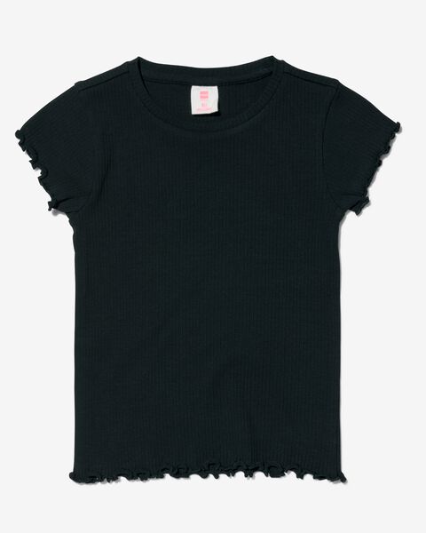 kinder t-shirt met ribbels zwart 110/116 - 30874152 - HEMA