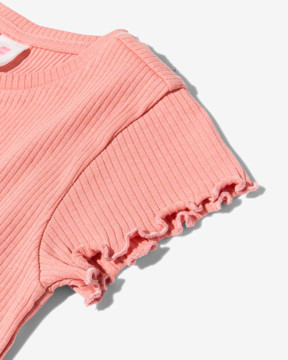 kinder t-shirt met ribbels roze - 1000030013 - HEMA