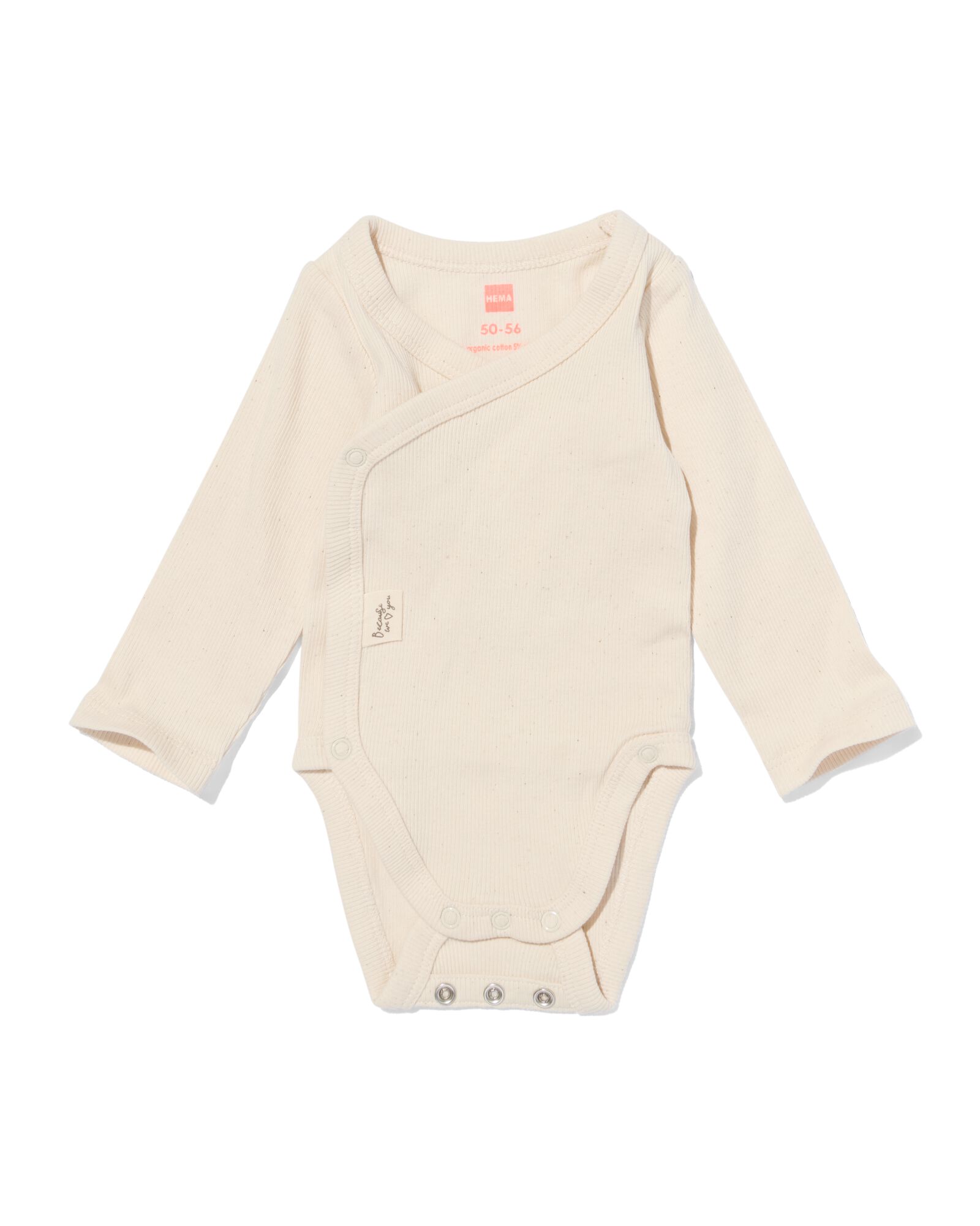 newborn meegroei overslagromper rib stretch ecru - 33486710ECRU - HEMA