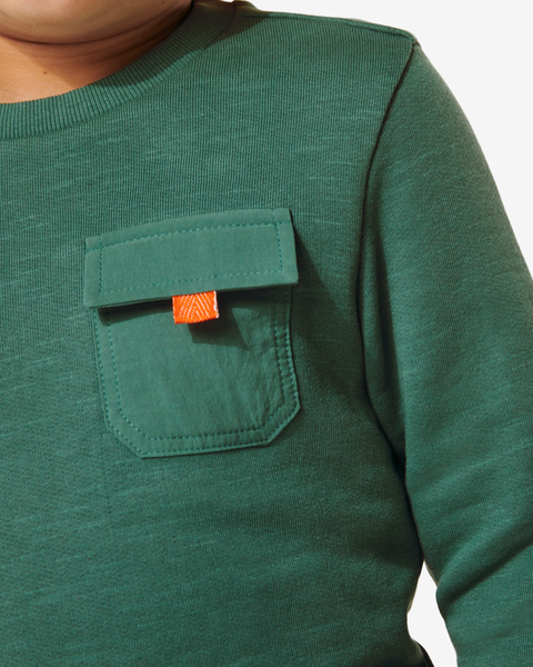 kinder sweater met borstvakje groen groen - 1000029808 - HEMA