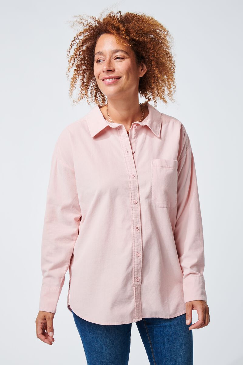 Mijnenveld werkzaamheid personeel dames blouse corduroy rib roze - HEMA