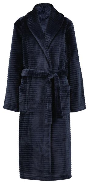 dames badjas lang fleece donkerblauw donkerblauw - 1000029431 - HEMA
