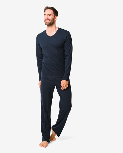 heren pyjama donkerblauw XL - 23686604 - HEMA