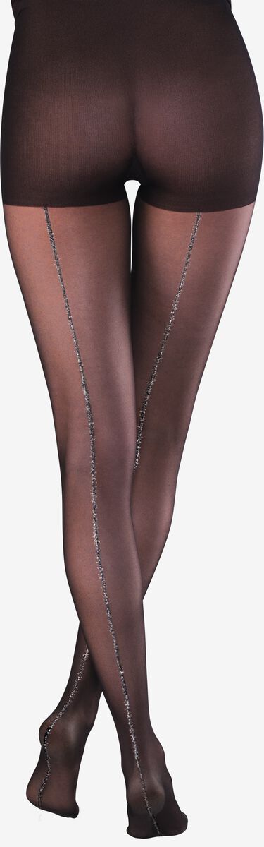 panty fashion glitter naad 20denier zwart 48/52 - 4070374 - HEMA