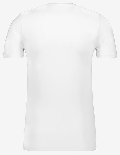 heren t-shirt slim fit o-hals extra lang wit S - 34276843 - HEMA