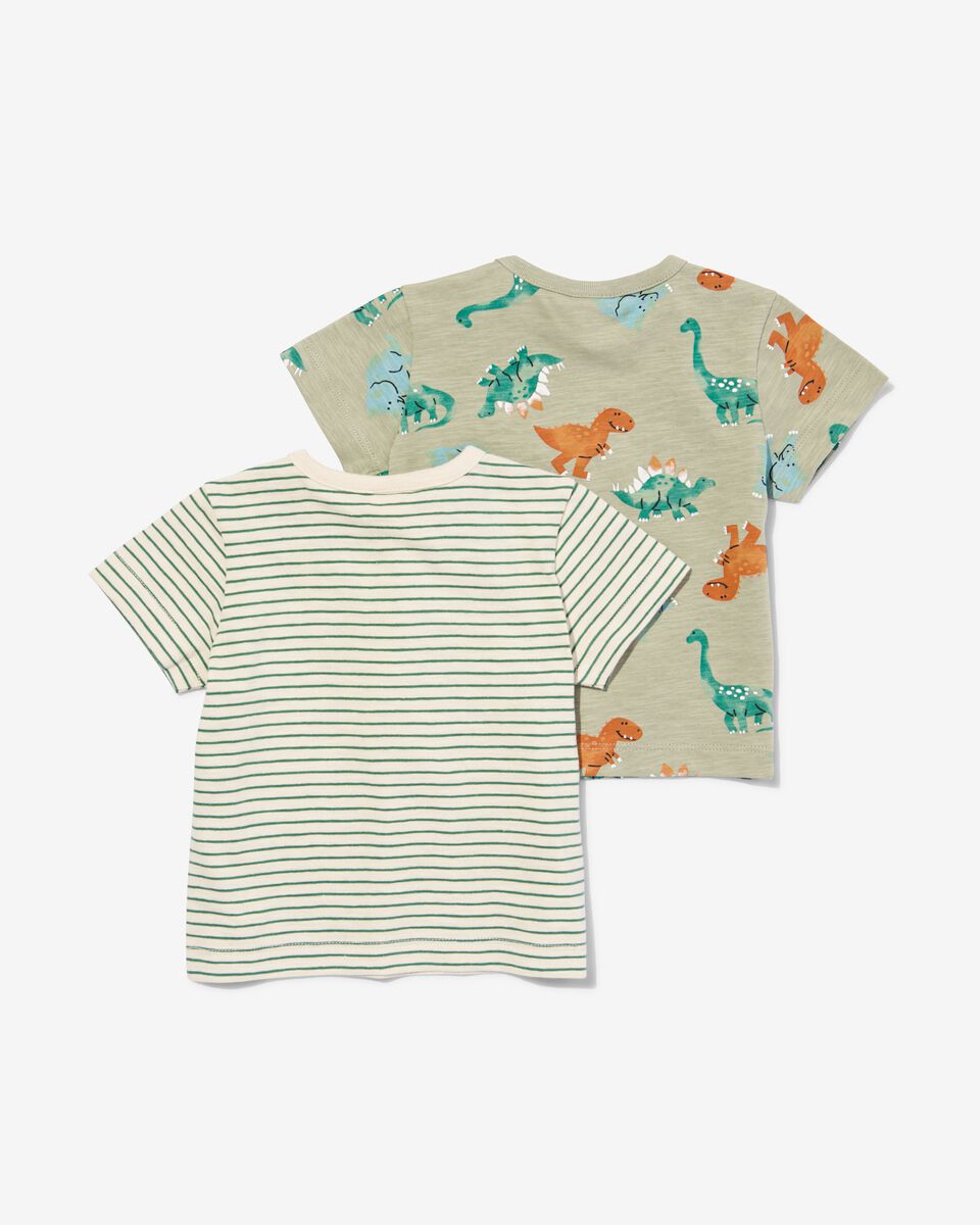 baby t-shirts katoen - 2 stuks groen groen - 1000031038 - HEMA