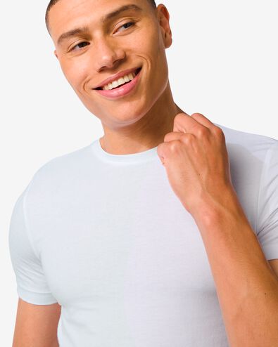 heren t-shirt slim fit o-hals extra lang bamboe wit - 1000016218 - HEMA
