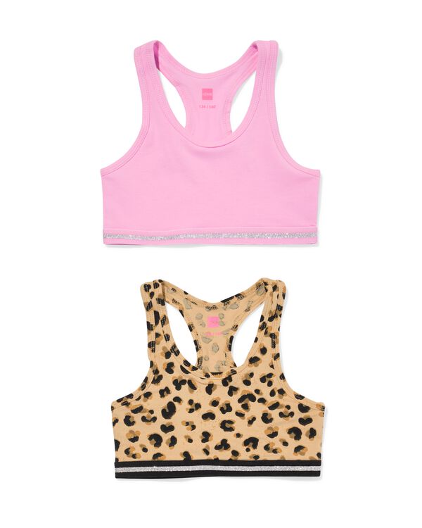 kinder croptops luipaard - 2 stuks bruin bruin - 19340370BROWN - HEMA