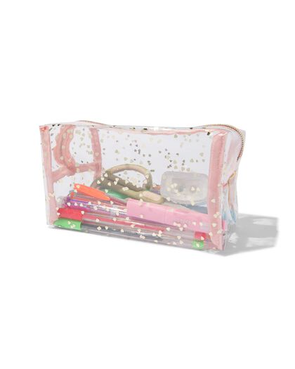 etui transparant hartjes goud - 14490047 - HEMA