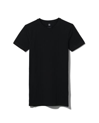 heren t-shirt slim fit o-hals extra lang zwart XXL - 34276857 - HEMA