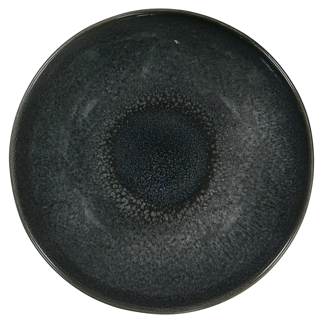 diep bord - 21 cm - Porto - reactief glazuur - zwart - 9602031 - HEMA