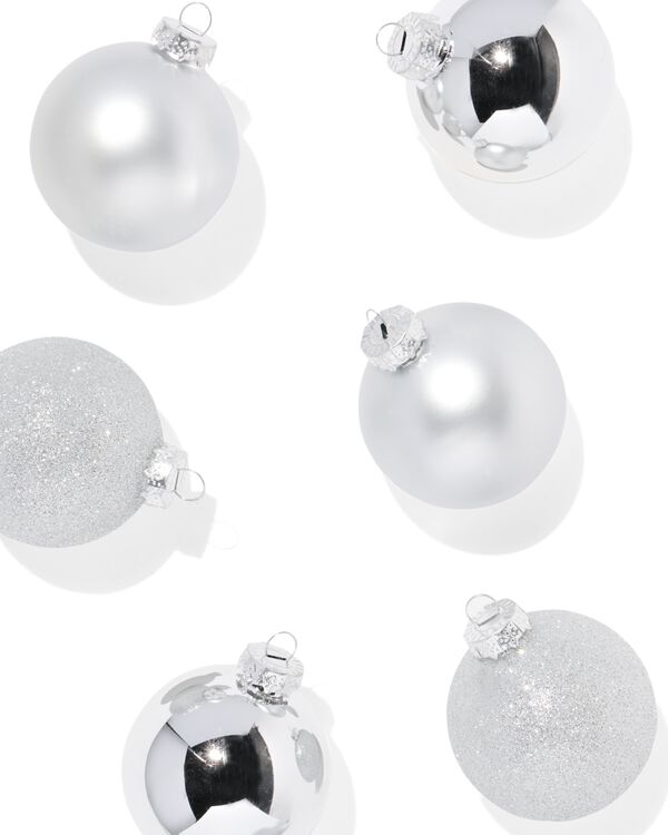kerstballen glas zilver Ø7 cm - 6 stuks - 25103160 - HEMA