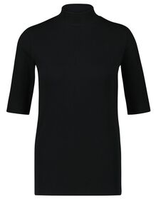 dames t-shirt Clara rib zwart zwart - 1000026717 - HEMA