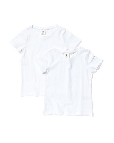 kinder t-shirts biologisch katoen - 2 stuks wit 134/140 - 30835764 - HEMA