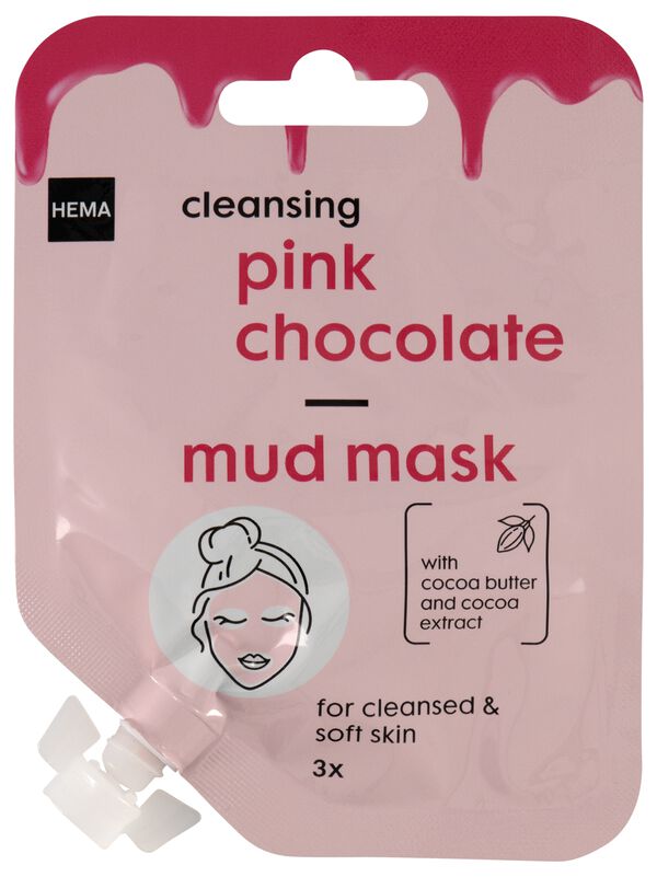 modder gezichtsmasker met roze chocolade 15ml - 17800029 - HEMA
