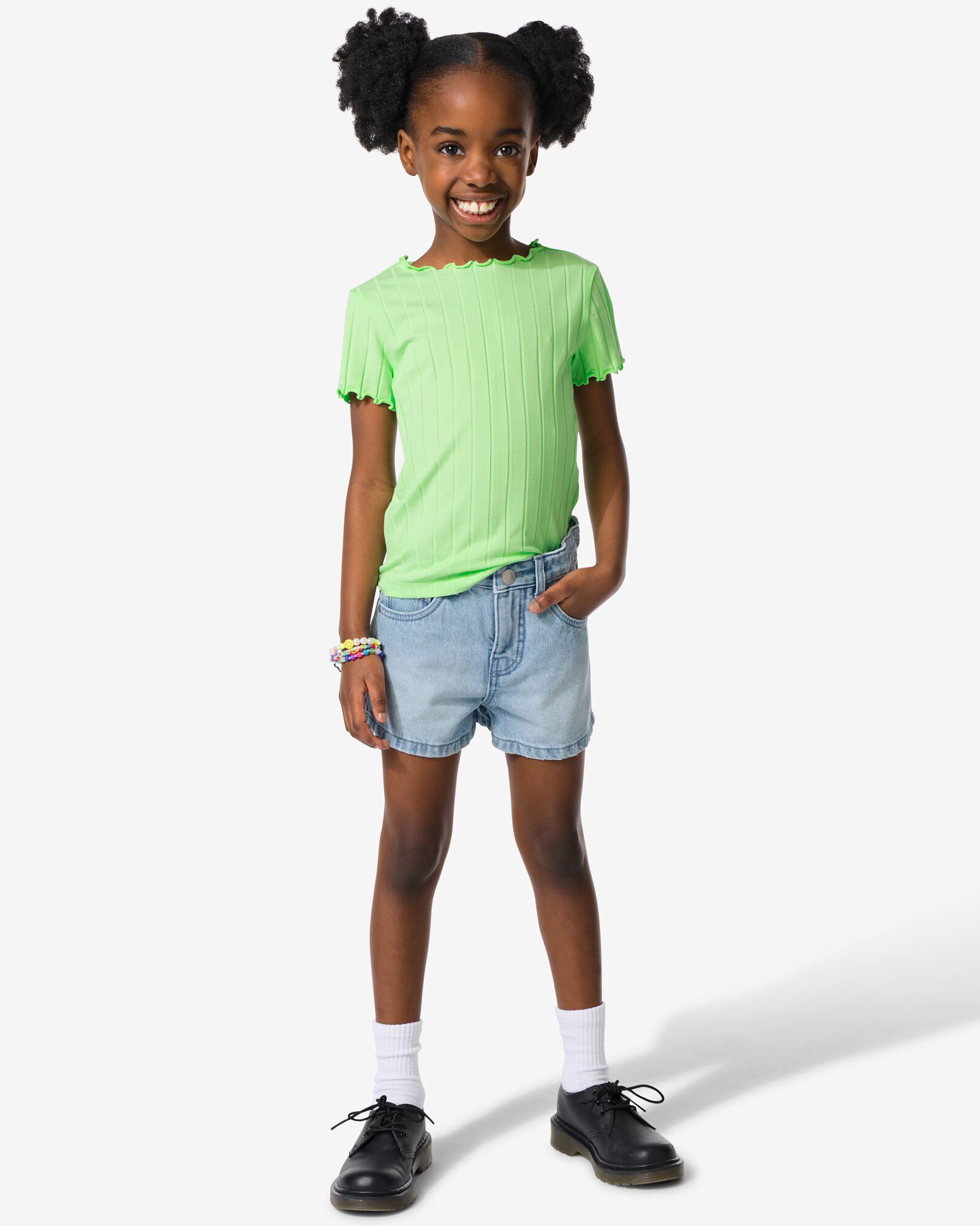 kinder korte broek denim lichtblauw 146/152 - 30810976 - HEMA
