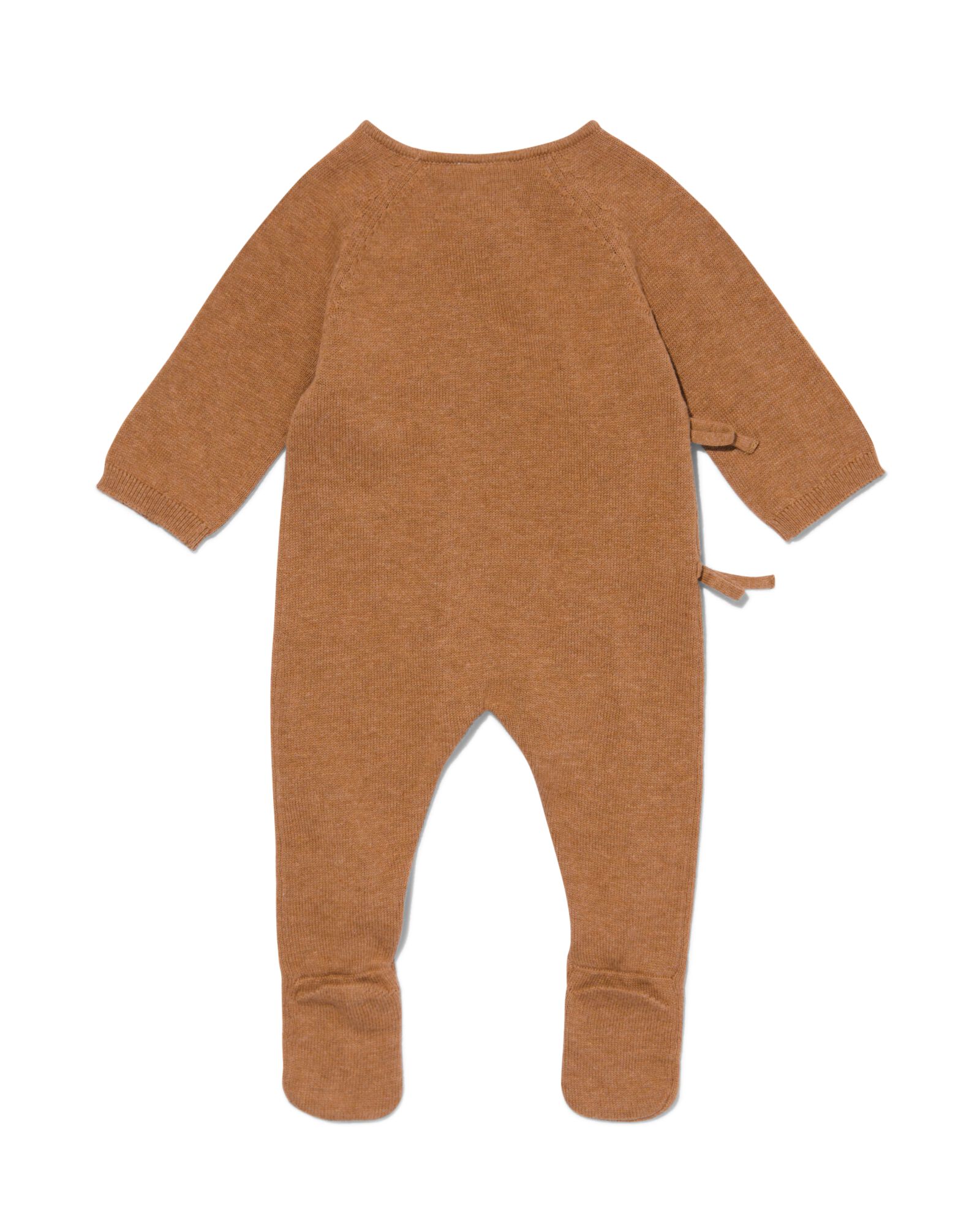 newborn overslag jumpsuit gebreid bruin 74 - 33472315 - HEMA