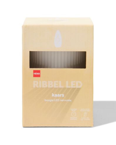 LED ribbel kaars met wax Ø7.5x10 ivoor - 13550055 - HEMA