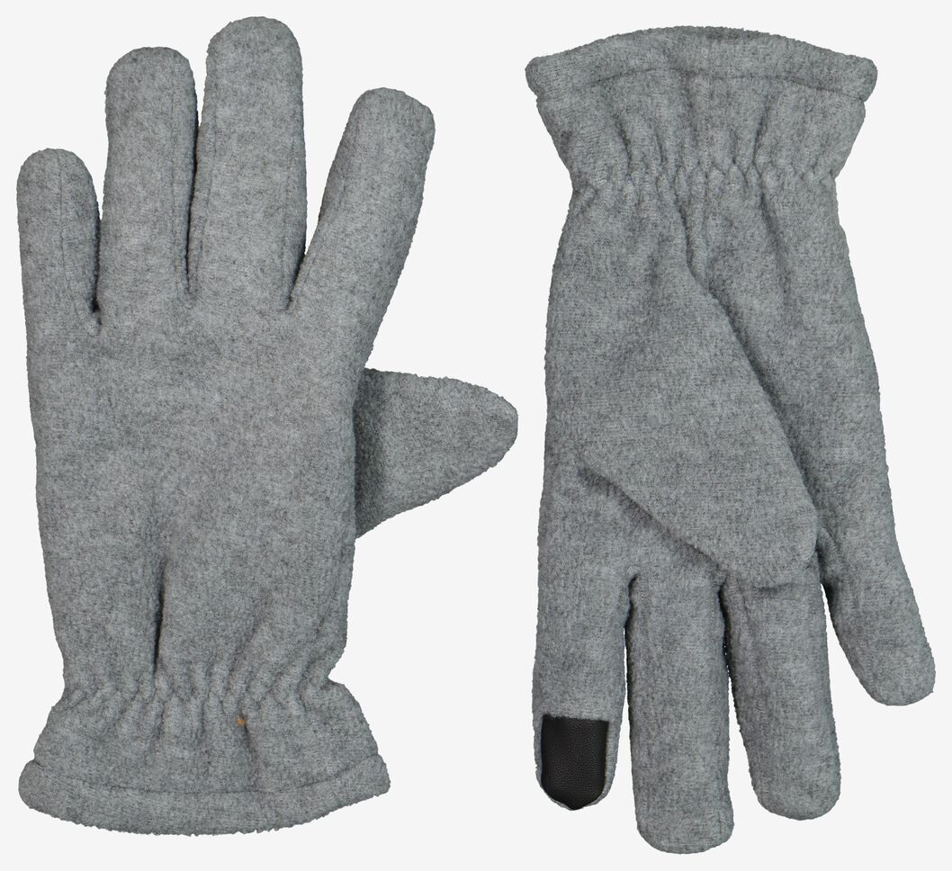 lunch Kenmerkend gezagvoerder kinderhandschoenen met touchscreen fleece grijsmelange - HEMA
