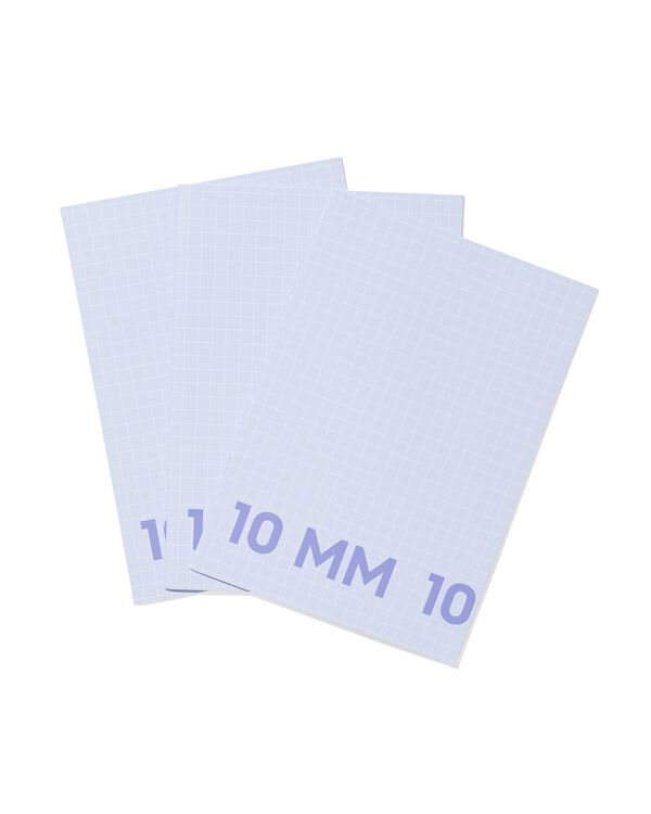 schriften A4 geruit 10mm blauw - 3 stuks - 14120226 - HEMA