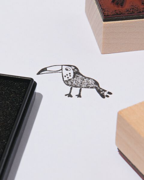 houten mini stempels dieren met stempelkussen - 15980168 - HEMA