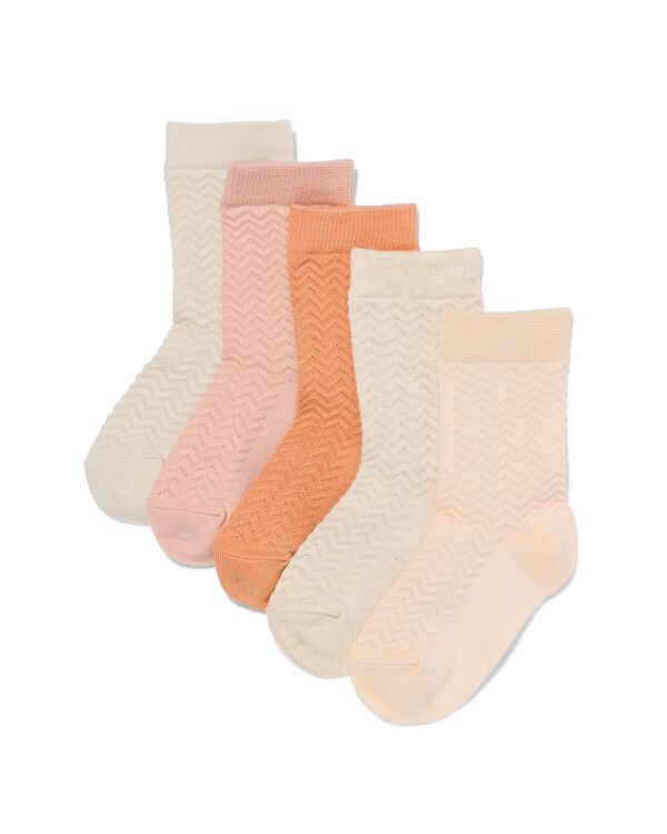 sokken met katoen zigzag - 5 paar beige beige - 4360440BEIGE - HEMA