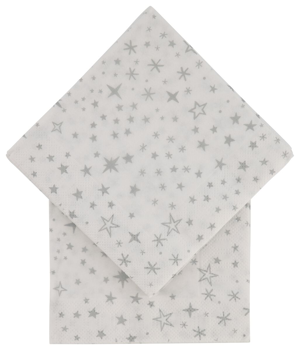 Oppositie Ga wandelen Alstublieft servetten papier 24x24 zilveren sterren - 20 stuks - HEMA