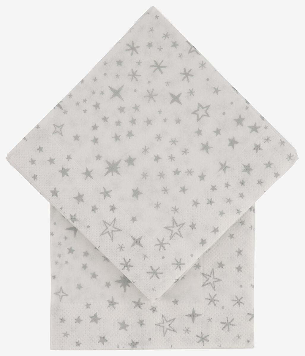 servetten papier 24x24 zilveren sterren - 20 stuks - 25670075 - HEMA