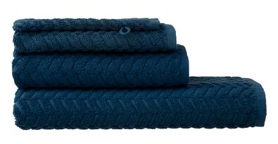 handdoeken - zware kwaliteit - zigzag donkerblauw - 1000015145 - HEMA