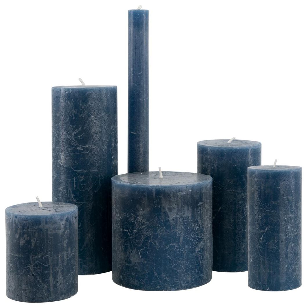 rustieke kaarsen blauw blauw - 1000020029 - HEMA