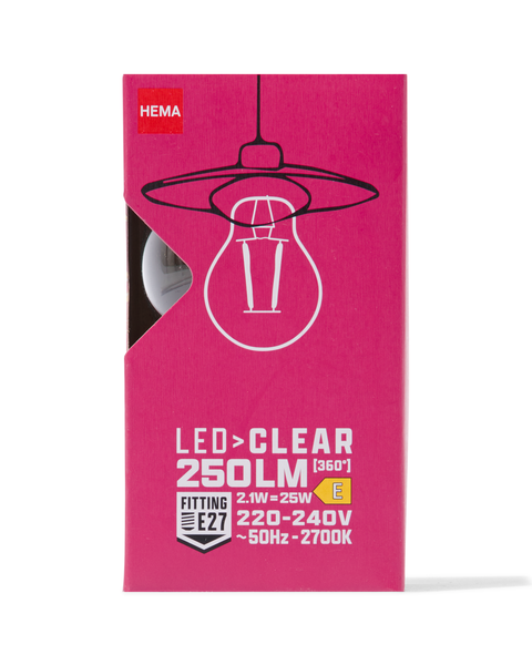 led peer clear E27 2.1W 250lm - 20070081 - HEMA
