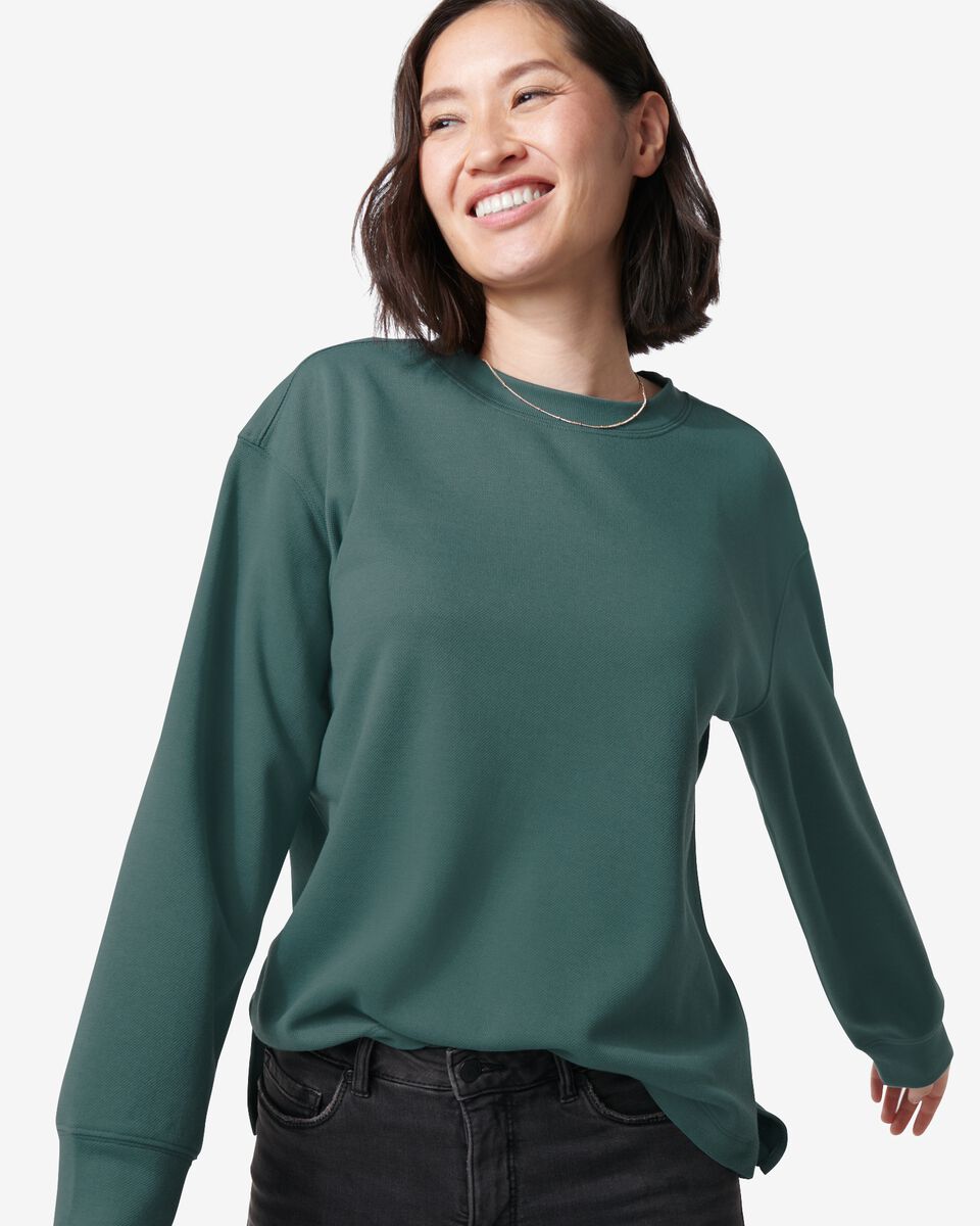 dames sweater Olive piqué groen groen - 1000030143 - HEMA