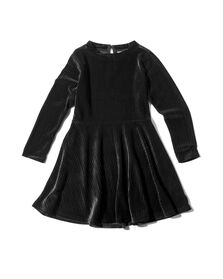 kinder jurk fluweel met ribbels zwart zwart - 1000029321 - HEMA