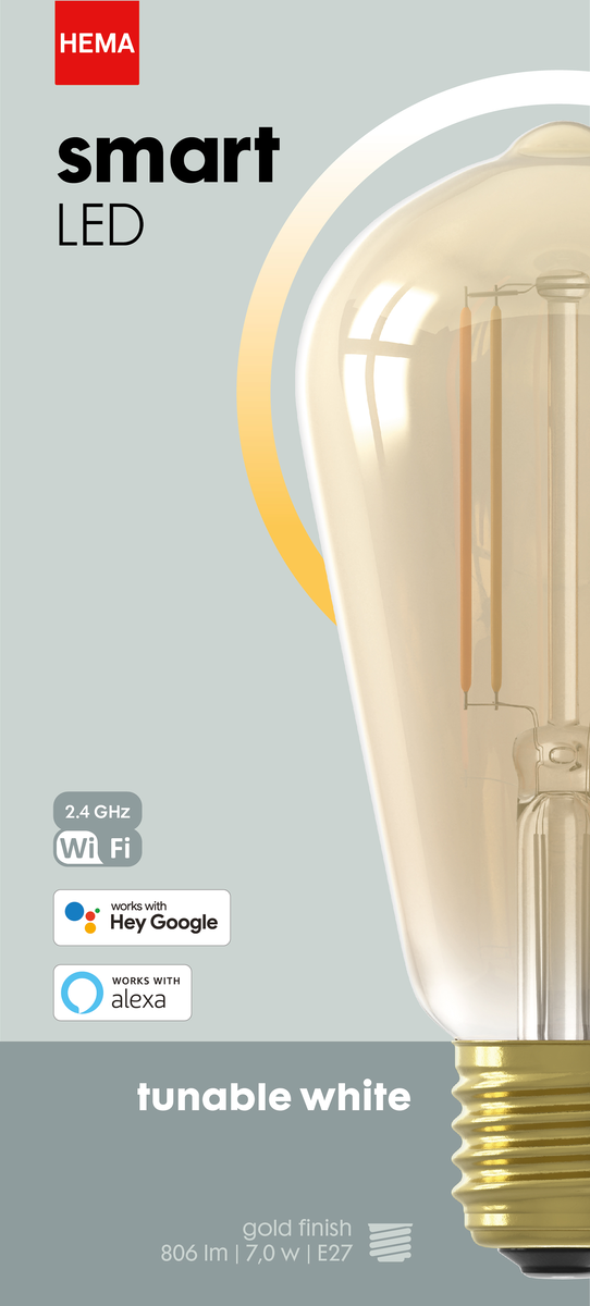 smart LED lamp edison 7W - 806 lm - goud - 20000032 - HEMA