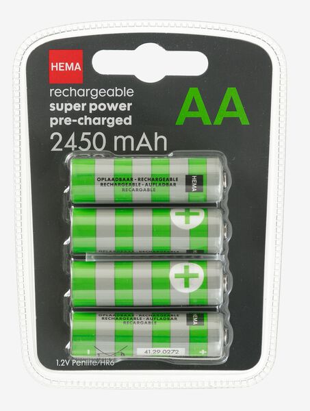 Reizen Correct Per oplaadbare AA batterijen 2450mAh plus - 4 stuks - HEMA