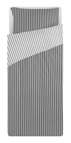 dekbedovertrek - zacht katoen - brede en smalle strepen grijs grijs - 1000028038 - HEMA