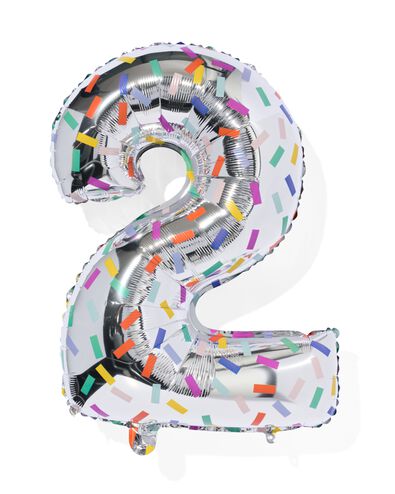 folieballon cijfer 2 confetti XL - 14250029 - HEMA