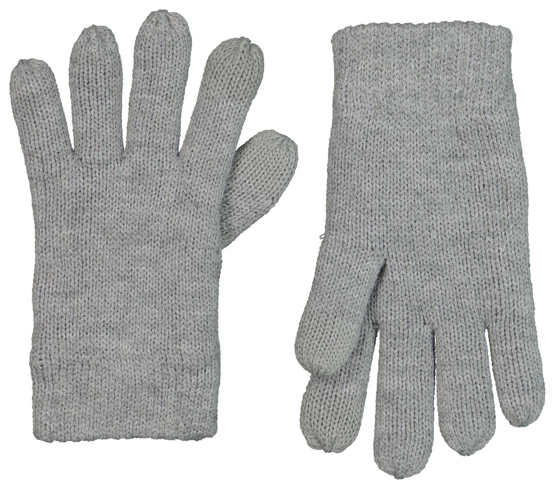 HEMA Kinderhandschoenen Met Touchscreen Gebreid Grijsmelange (grijsmelange)