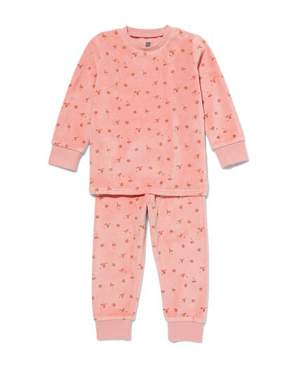 baby pyjama velours bloemen oudroze oudroze - 33397720OLDPINK - HEMA