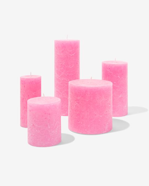 Cokes Manier Handel rustieke kaarsen fluor roze - HEMA