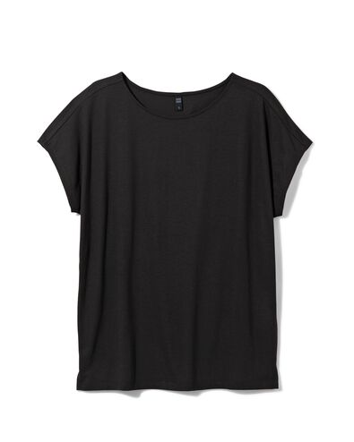 dames t-shirt Amelie met bamboe zwart XL - 36355174 - HEMA