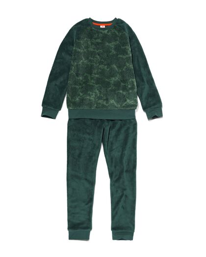 kinder pyjama fleece abstract groen 134/140 - 23020481 - HEMA