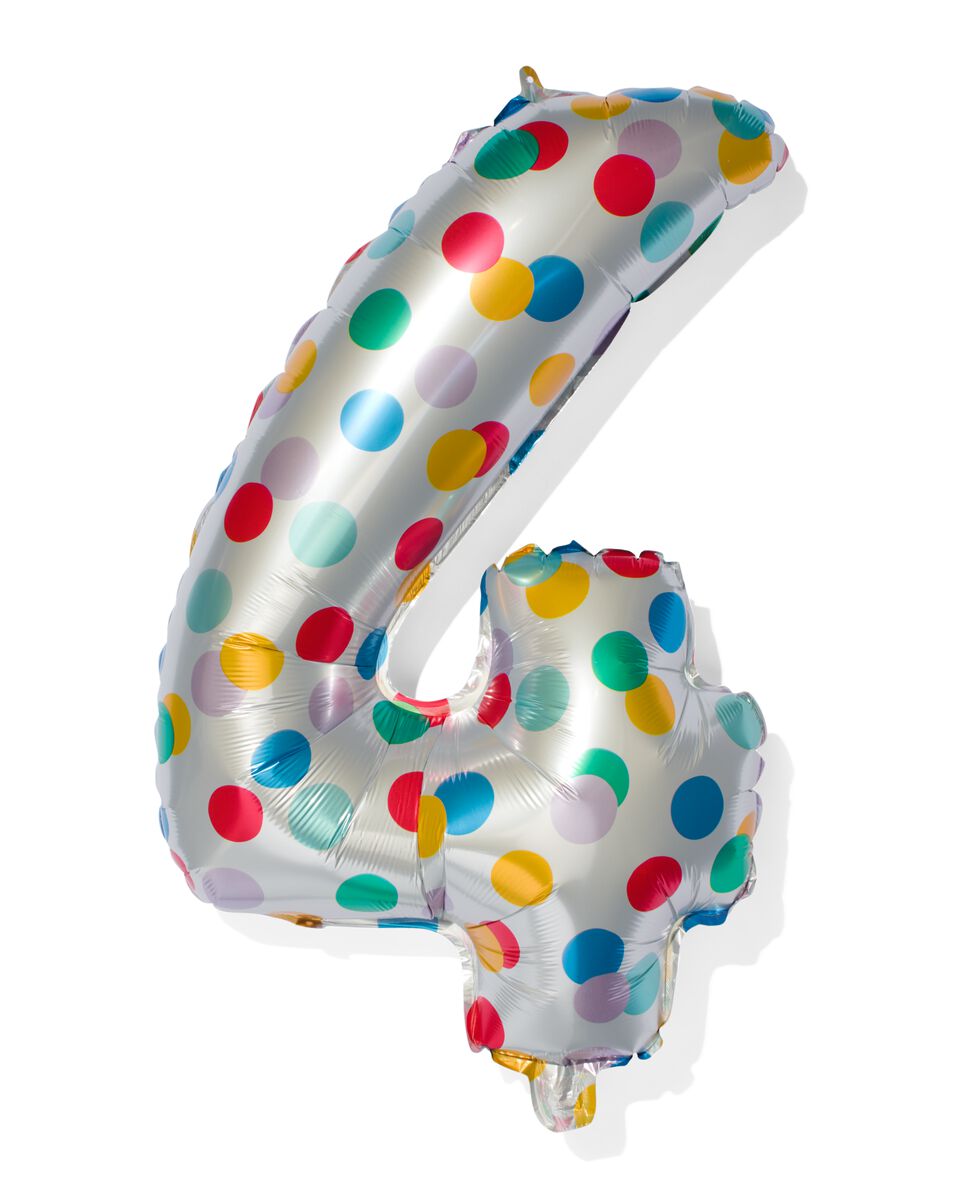 sleuf Verspreiding Wasserette folieballon met confetti XL cijfer 4 - HEMA