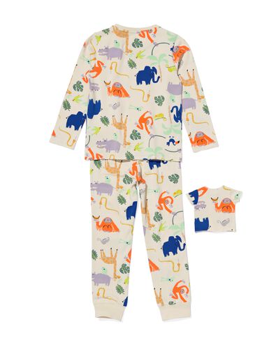 kinder pyjama jungle met poppennachtshirt gebroken wit 110/116 - 23051682 - HEMA