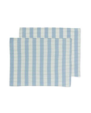 placemats katoen 35x45  blauw met strepen - 2 stuks - 5330286 - HEMA
