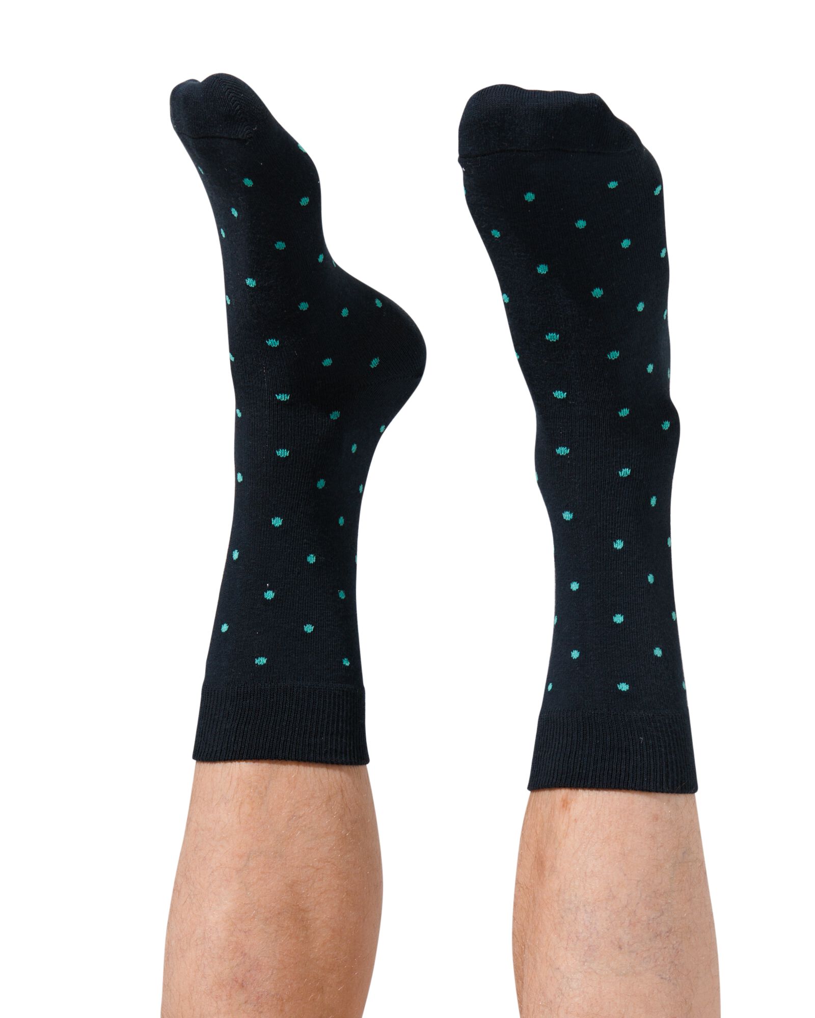 heren sokken met katoen stippen - 5 paar donkerblauw 43/46 - 4131832 - HEMA