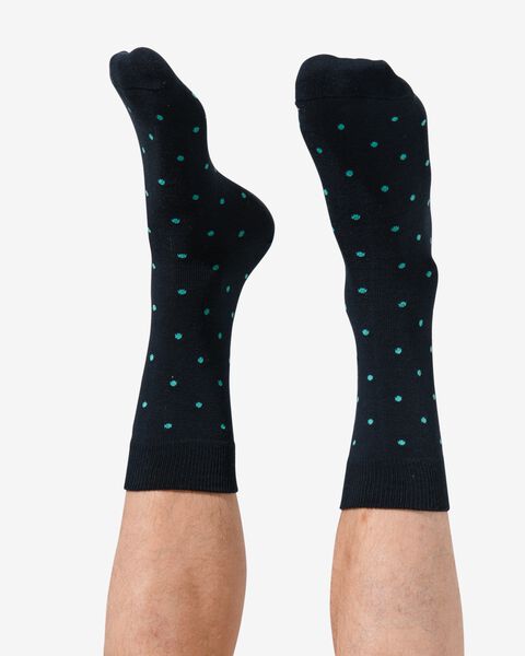 heren sokken met katoen stippen - 5 paar donkerblauw donkerblauw - 1000030647 - HEMA