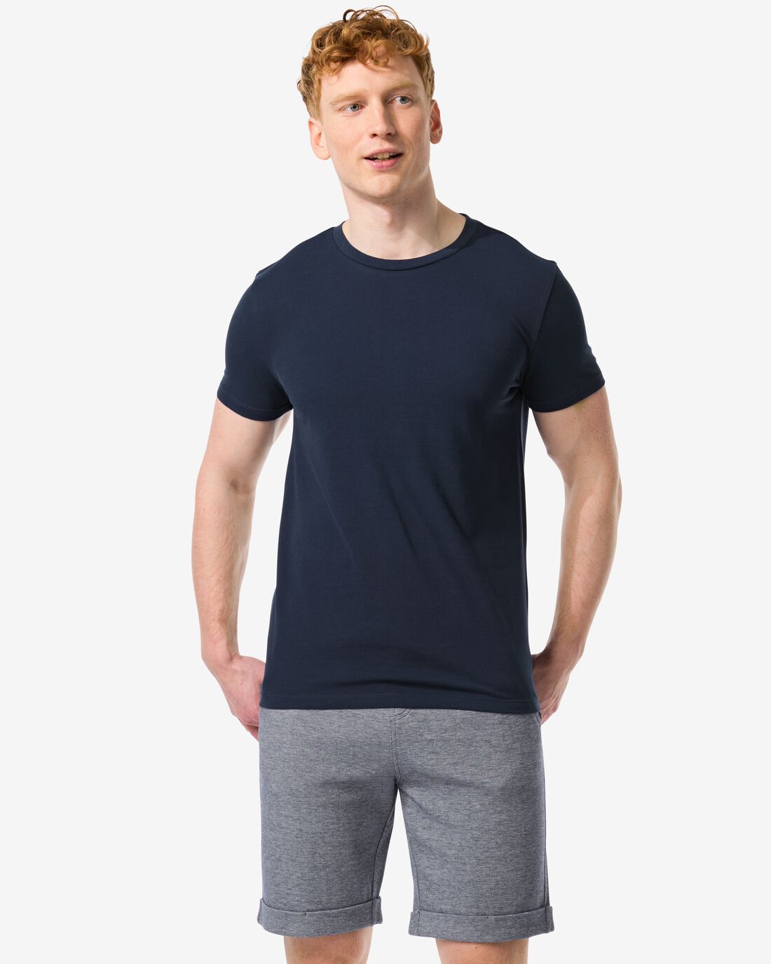 HEMA Heren T-shirt Piqué Donkerblauw (donkerblauw)