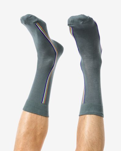 heren sokken met katoen zijstreep grijs 39/42 - 4102611 - HEMA